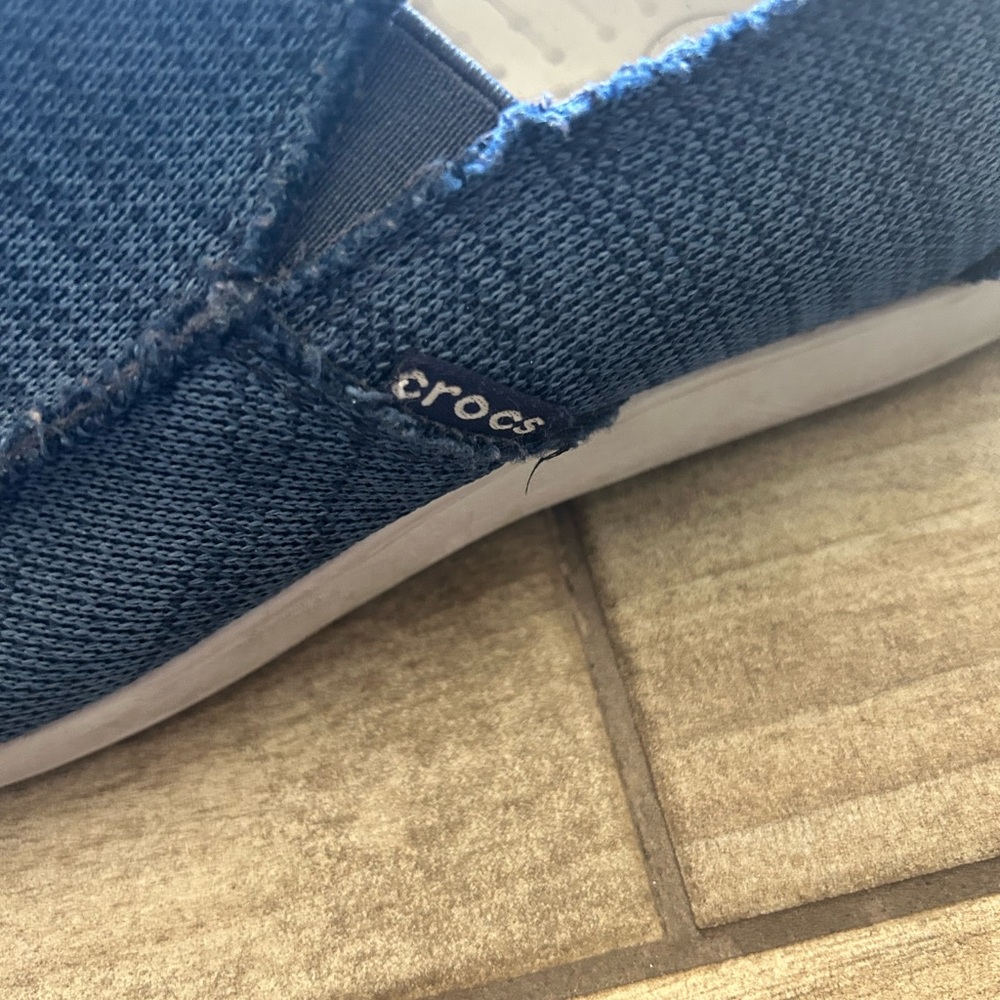 CROCS Men's Dark Blue Canvas Slip-On Loafers - Picture 3 of 7
